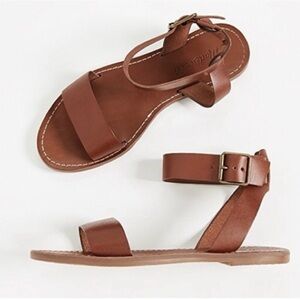 Madewell Boardwalk Ankle Strap Sandal in  Leather English Saddle Size 7.5 H5717